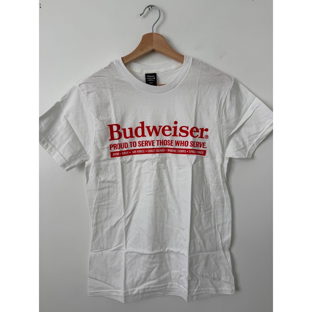 Budweiser "Proud to Serve Those Who Serve" T-Shirt – White – Size Small – NWOT